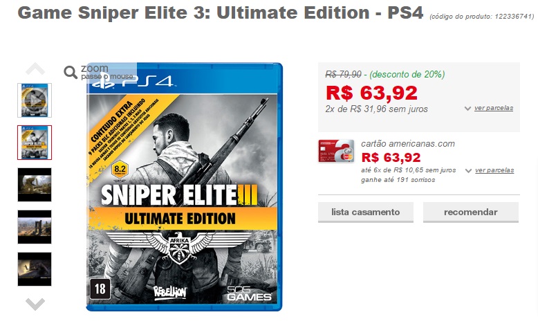 Sniper Elite III - Americanas