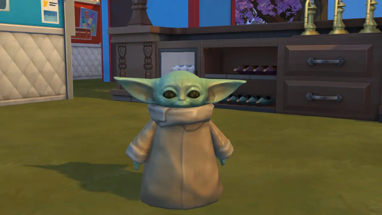 Baby Yoda está em The Sims 4 como uma grande estátua