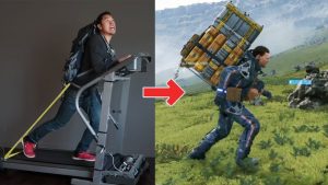 Fã usa esteira para comandar Sam Bridges em Death Stranding