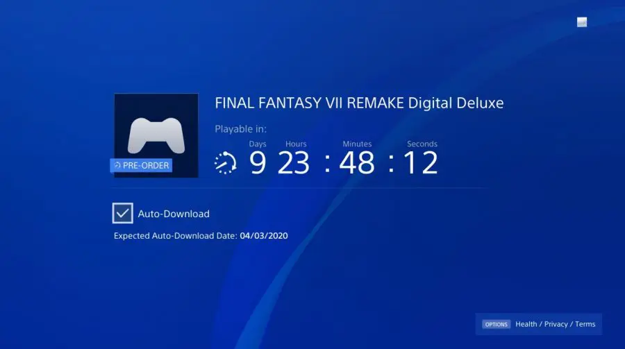 Final Fantasy VII Remake: data do pre-load é alterada