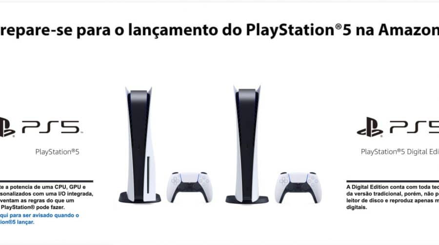 Amazon do Brasil lança página especial do PlayStation 5