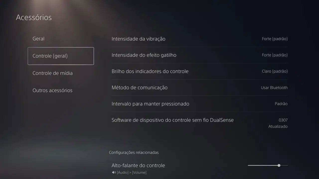 configurações do ps5