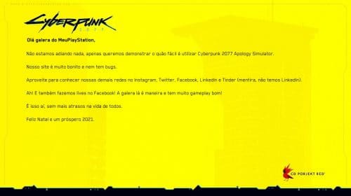 Cartinha amarela de Cyberpunk 2077 vira brincadeira na Internet