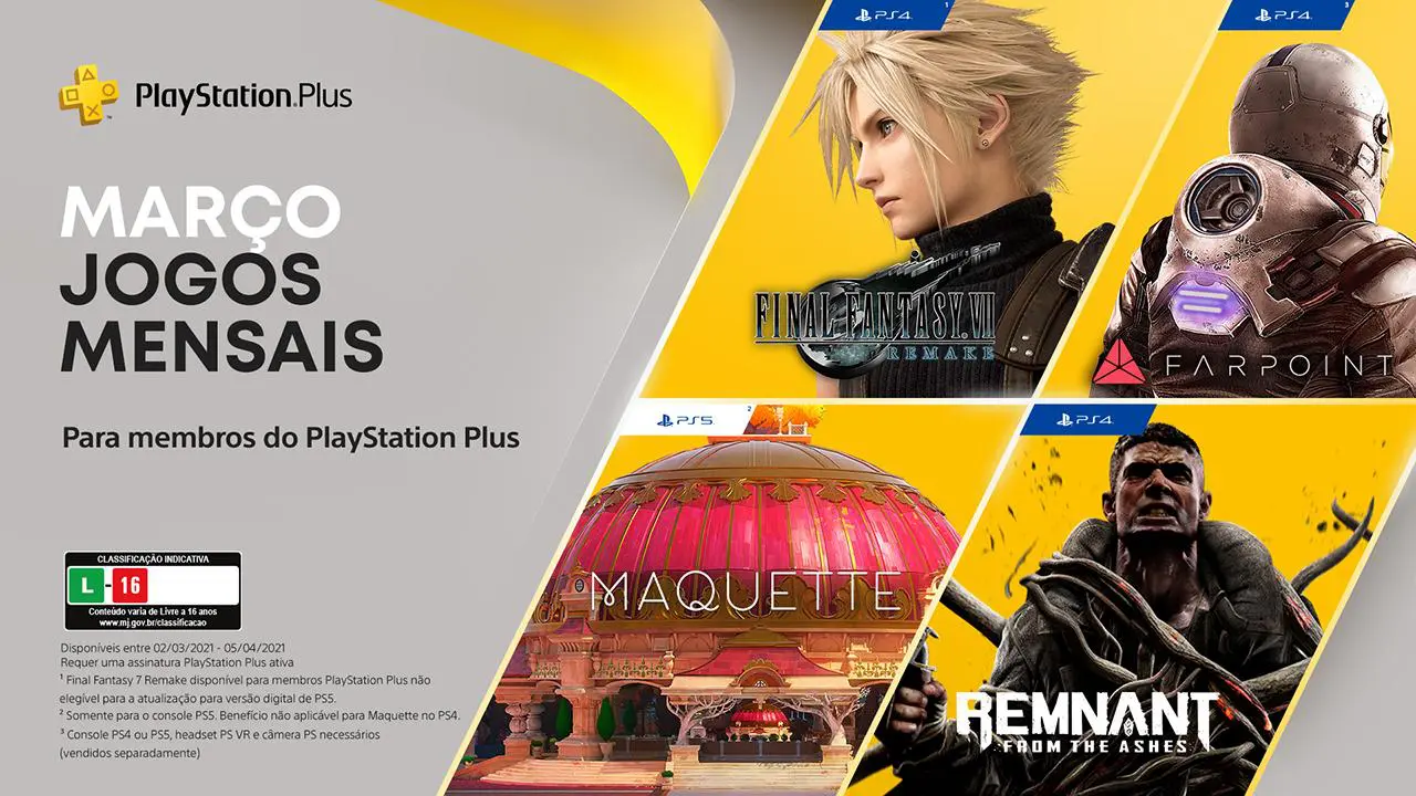 PlayStation Plus de março (PS Plus de março) conta com quatro jogos diferentes.