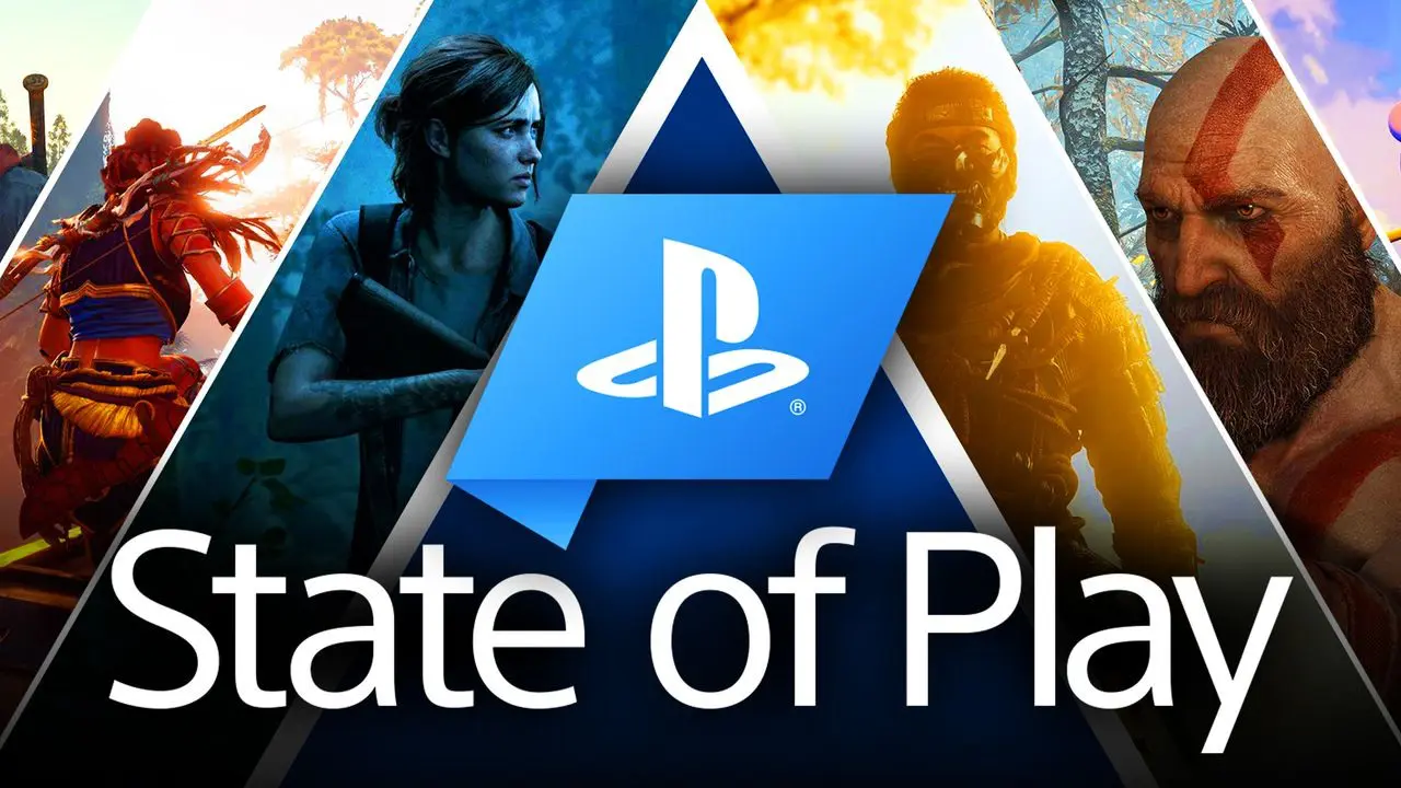 Personagens da PlayStation com o logo do State of Play.
