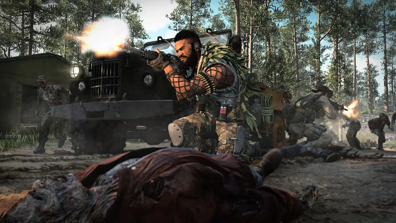 Soldados em combate na selva em Call of Duty: Warzone.