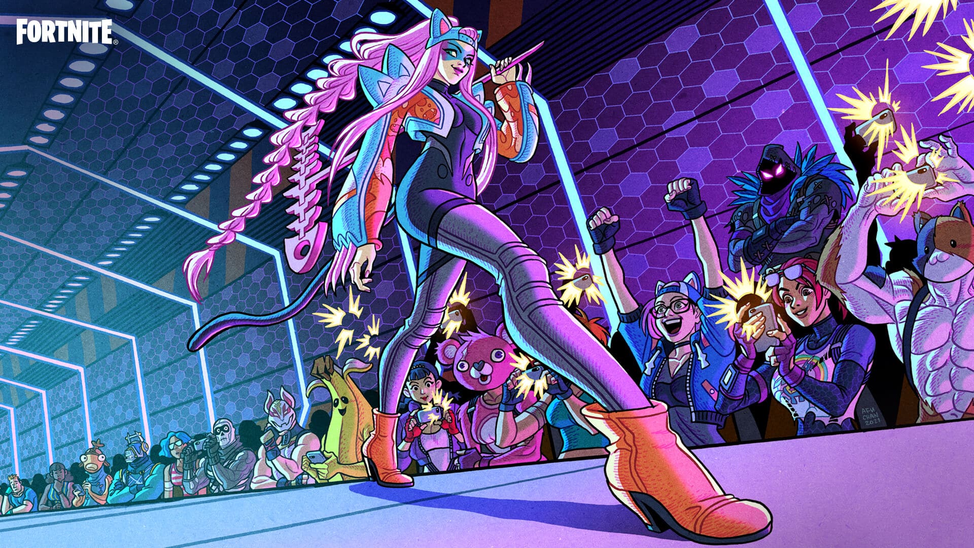 Epic Games revela as novidades de abril para o Clube Fortnite 1 Tela de carregamento do jogo Fortnite exclusiva para a assinatura Clube Fornite que que mostra a personagem Alli juntamente com outros heróis do jogo