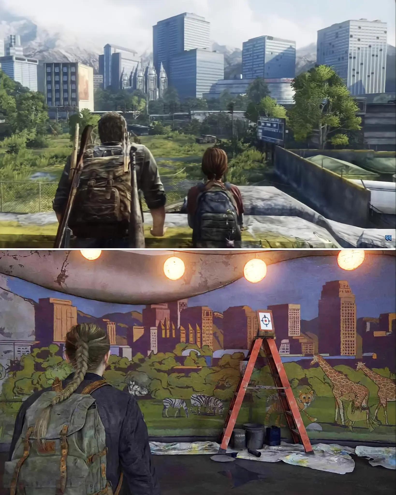 Cenas de The Last of Us 2 e do primeiro jogo.