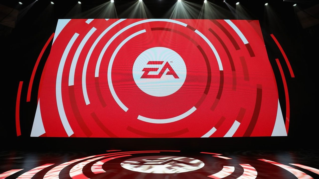 Imagem de capa de um evento com um telão com a logo da Electronic Arts