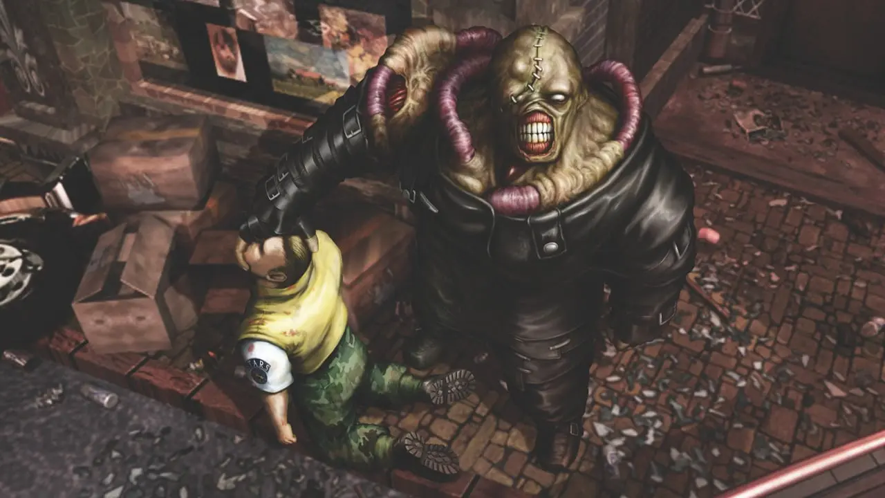 Nemesis e Brad Vickers em Resident Evil 3