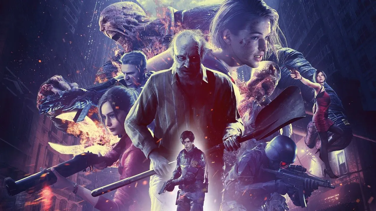Imagem com diversos personagens clássicos que estarão no jogo Resident Evil Re:verse