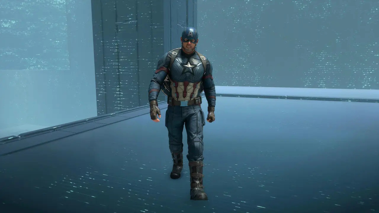 Imagem do Capitão América em Marvel's Avengers andando