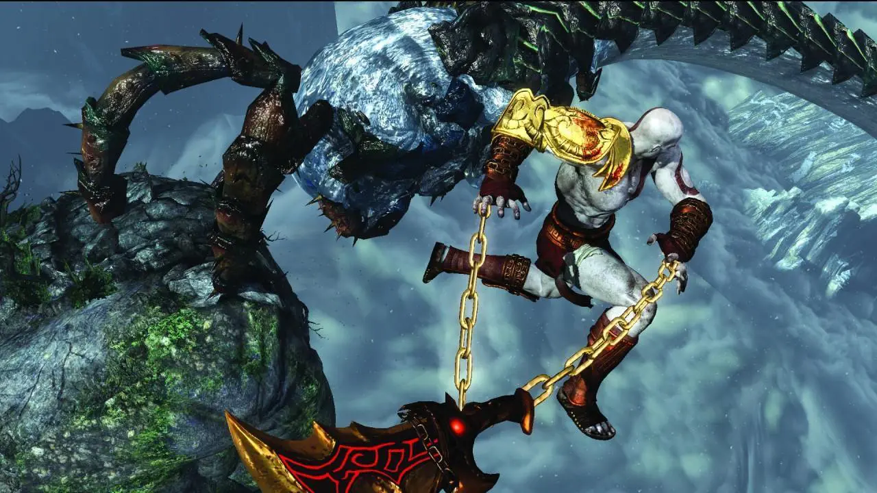 God of War 3 - Os 10 melhores jogos de PlayStation 3 - Kratos lutando contra Poseidon