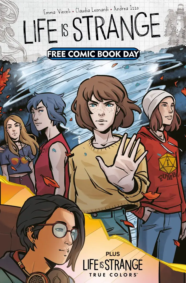 Capa da HQ que contará a história de Life is Strange: True Colors. A imagem mostra as personagens da franquia, como Max Caulfield, Chloe Price, Rachel Amber e Alex Chen.
