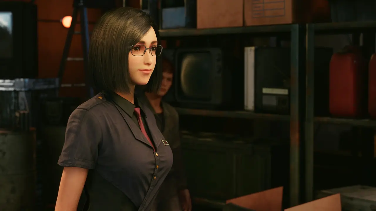 Imagem da personagem Naro sorrindo em em Final Fantasy VII Remake