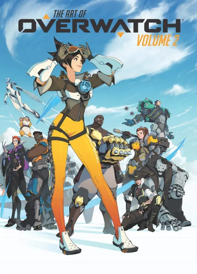 Capa do novo artbook de Overwatch, com personagens do jogo desenhados nela.