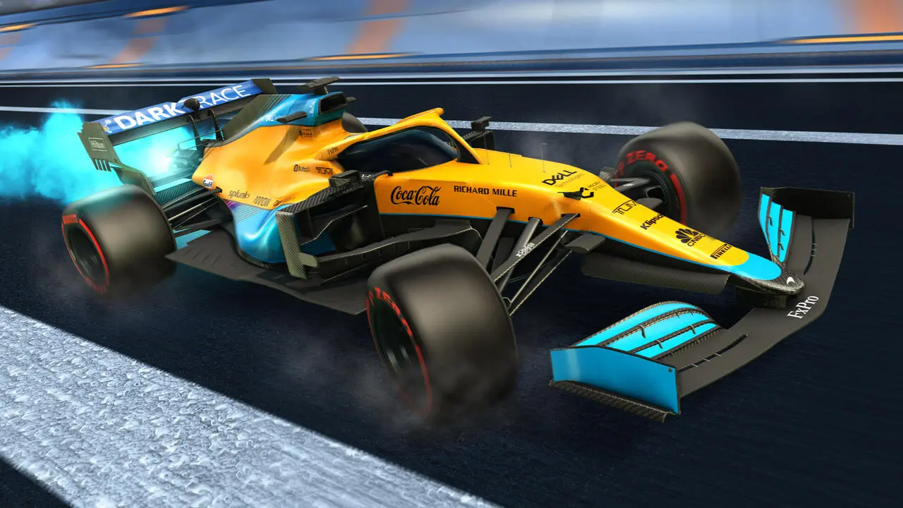 Imagem de um veículo do crossover entre Fórmula 1 e Rocket League