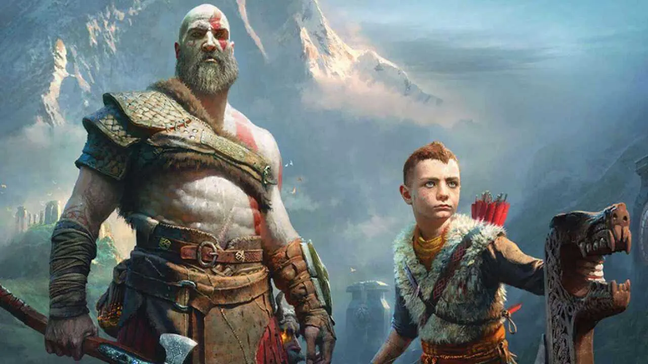 Kratos e Atreus, protagonistas de God of War: Ragnarok, em um barco