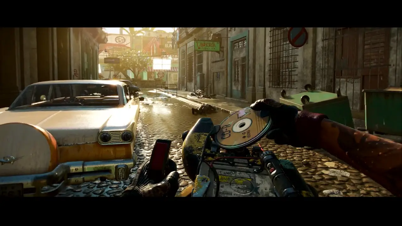 Imagem do gameplay de Far Cry 6 de um lançador de discos
