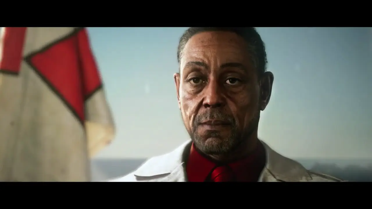 Imagem do gameplay de Far Cry 6 do vilão do game, o ditador Castillo