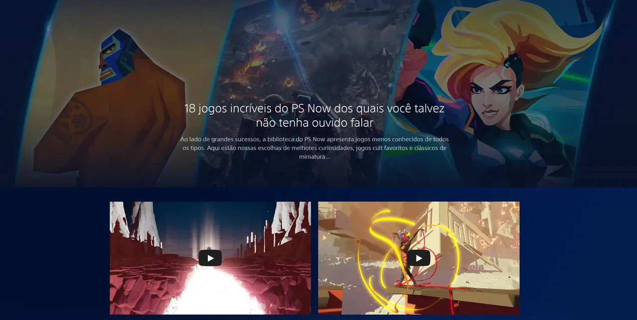 Imagem de um artigo de 18 jogo do PS Now totalmente traduzido para português do Brasil