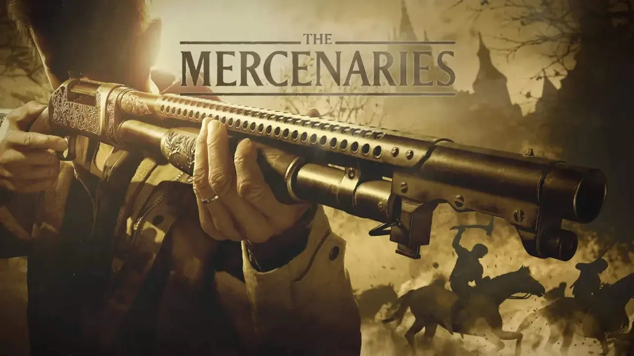 Imagem da logo de "Os Mercenários", modo extra de Resident Evil Village