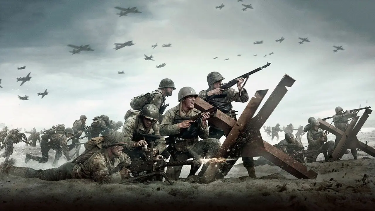 Campo de batalha da segunda guerra mundial, do dame Call of Duty.