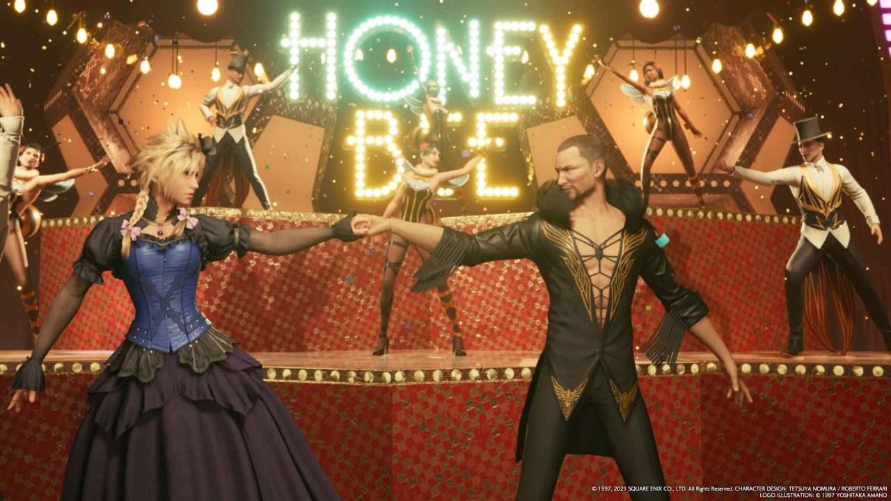 Cloud e Andrea dançando em Final Fantasy VII Remake