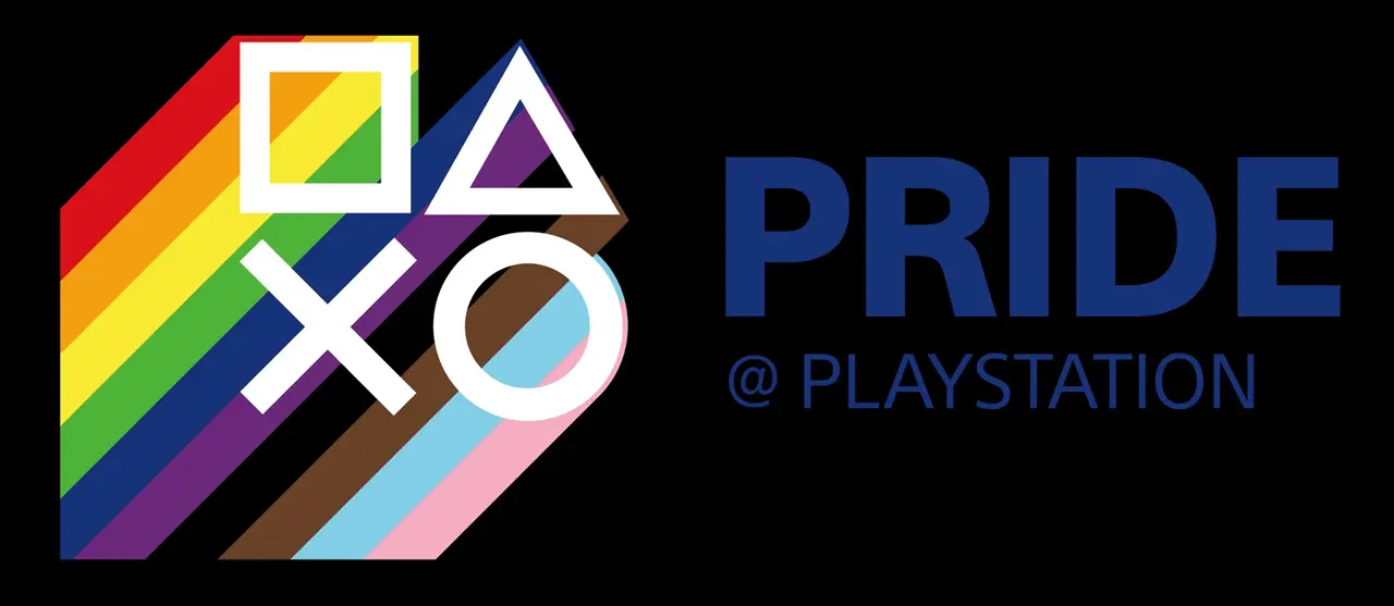 Símbolos da PlayStation com as cores do arco-íris.