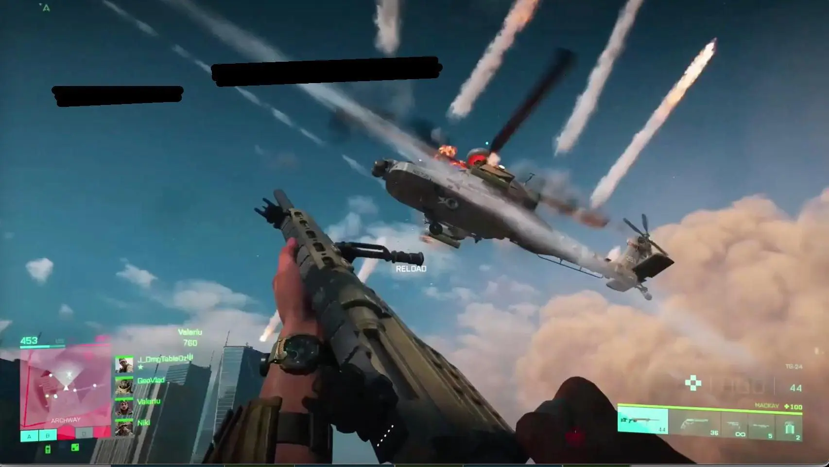 Possível imagem de Battlefield 6 com um soldado armado e um helicóptero