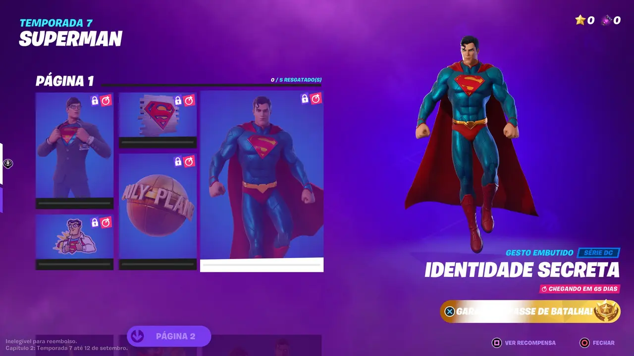 Imagem do Super-Homem em Fortnite no item identidade secreta com seu traje tradional