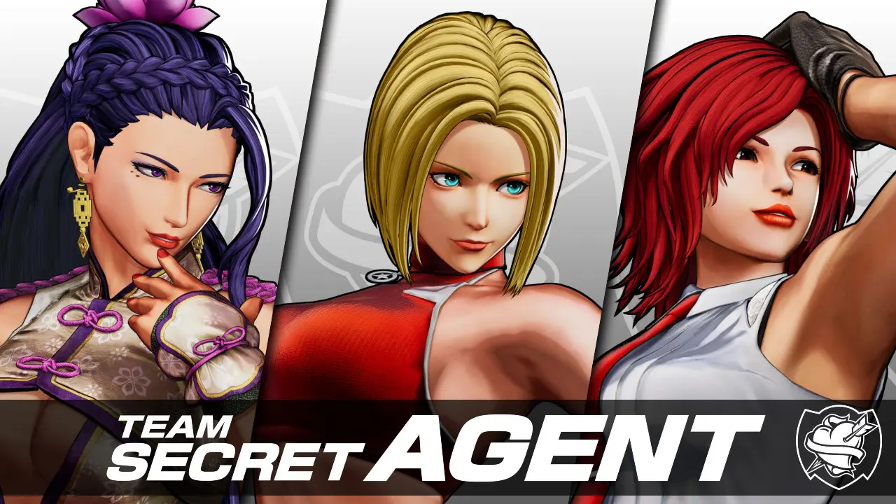 Time "Secret Agent", com Luong, Blue Mary e Vanessa em The King of Fighters XV