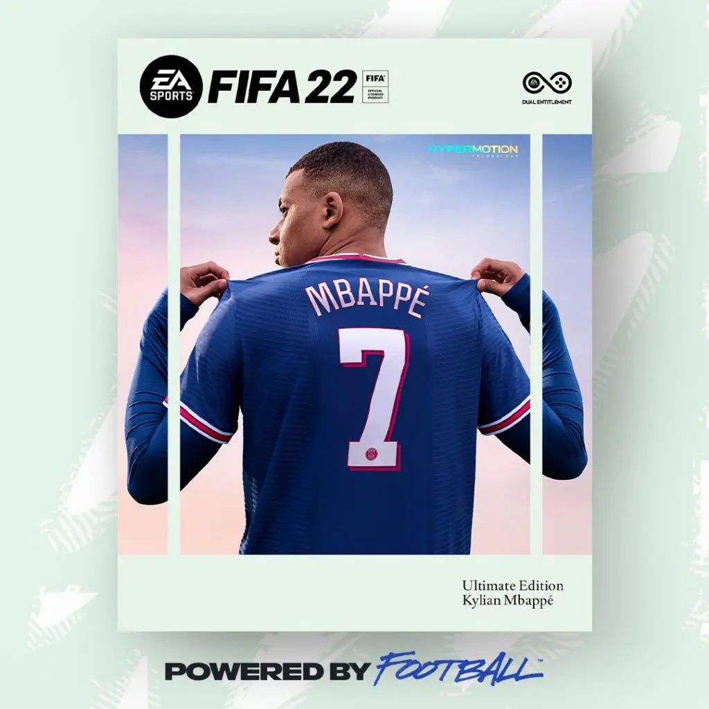 Capa de FIFA 22, que terá Kylian Mbappé