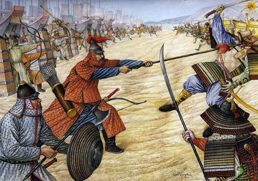 Invasão Mongol no Japão feudal, representado em Ghost of Tsushima.