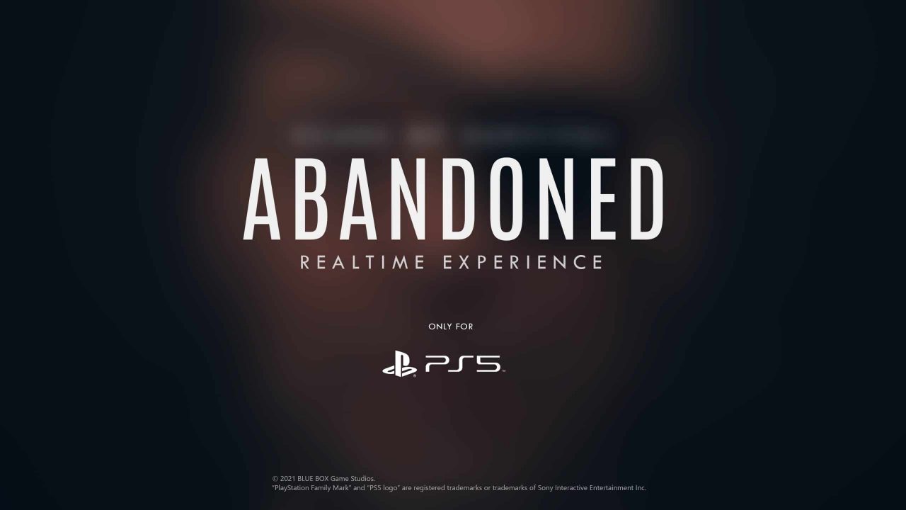 Imagem do app de Abandoned com a logo no centro e um personagem desfocado no fundo