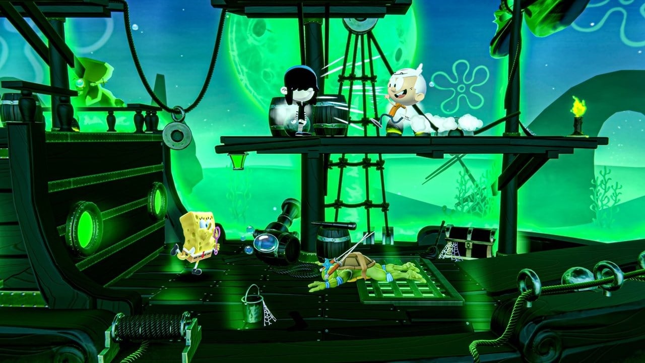 Cena do jogo Nickelodeon All-Star Brawl.