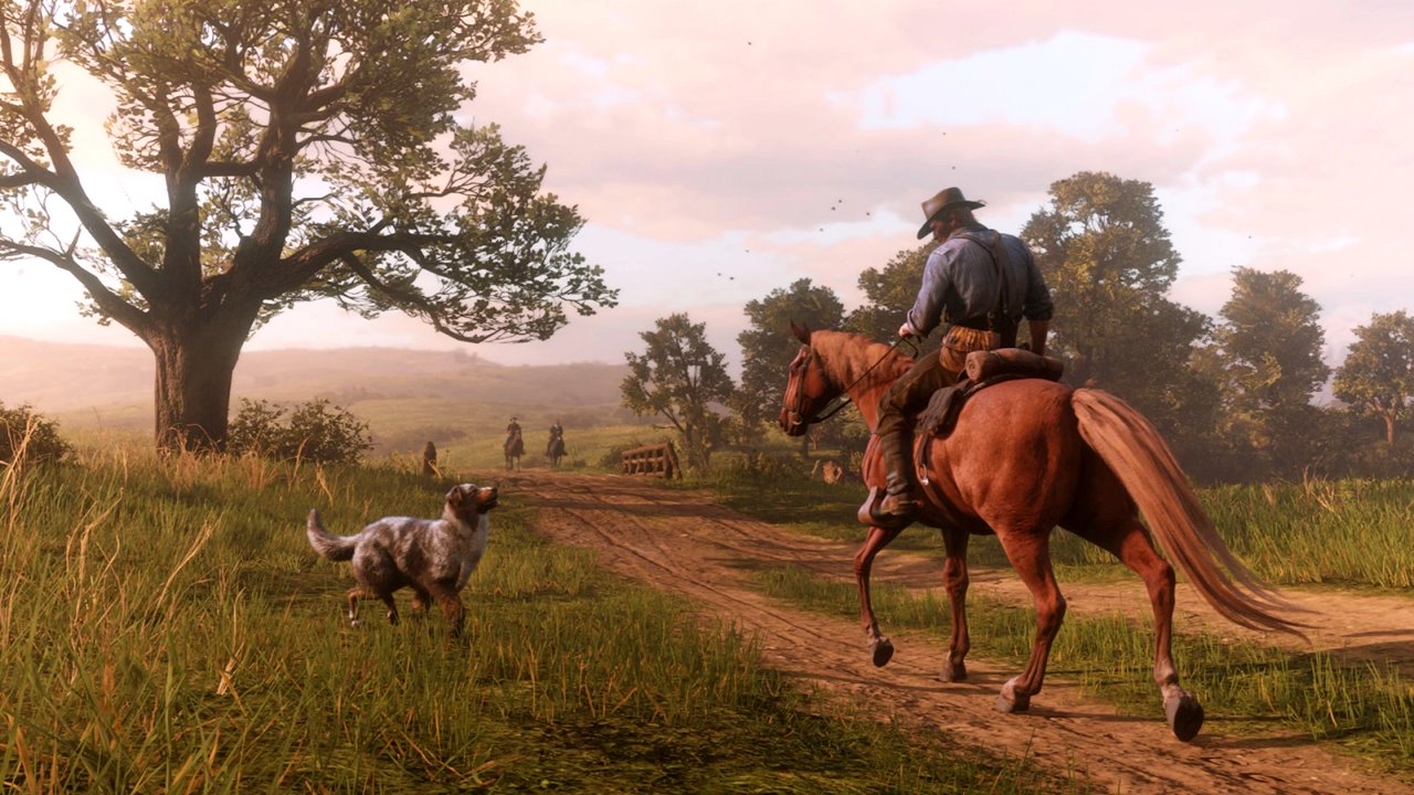 Arthur montado em seu cavalo em Red Dead Redemption 2.