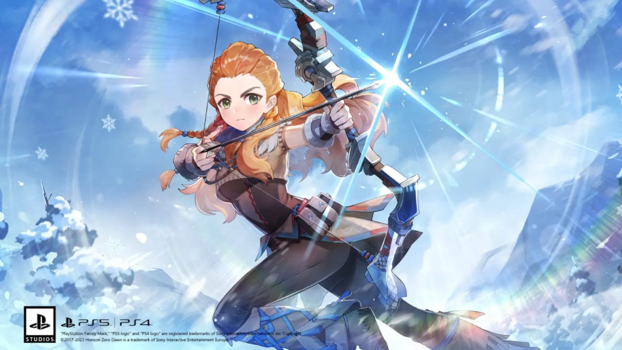 Imagem de capa da Aloy em Genshin Impact com a personagem em destaque usando um arco e flecha