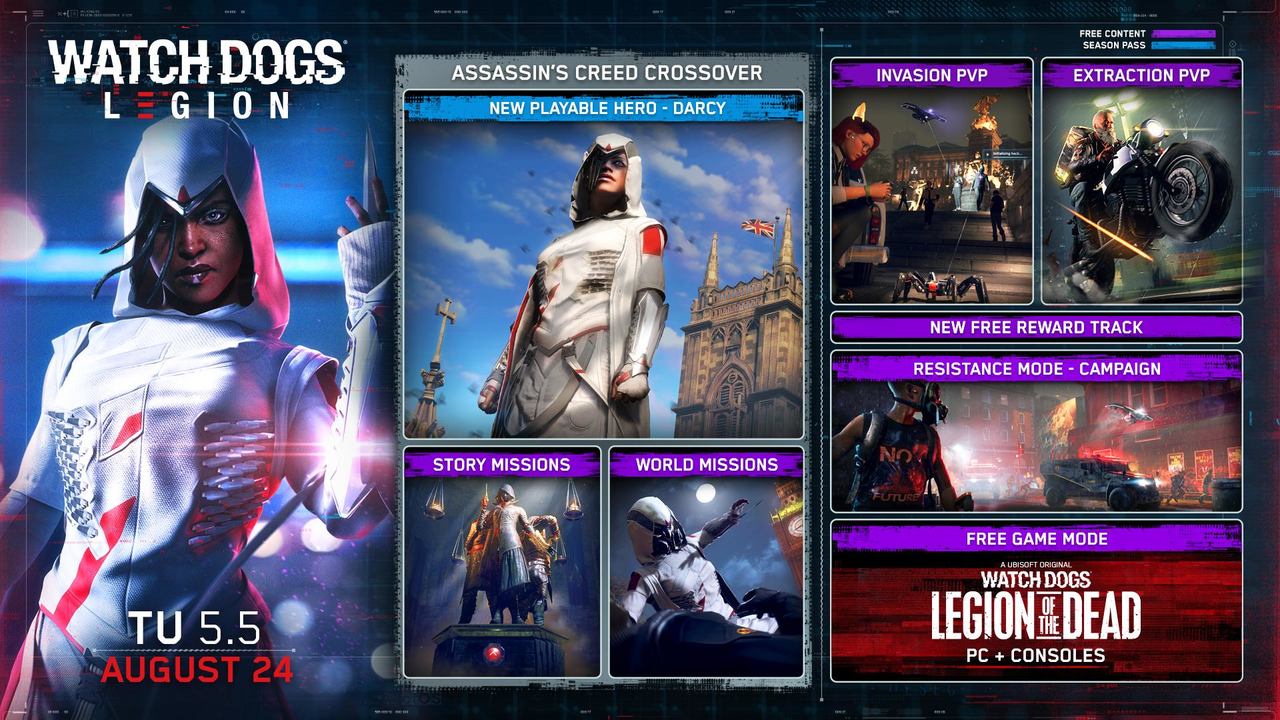 Crossover de Assassin's Creed em Watch Dogs Legion chega no dia 24