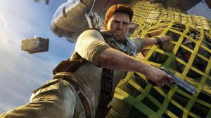 Exibida em evento, nova cena do filme de Uncharted mostra Nate caindo de avião