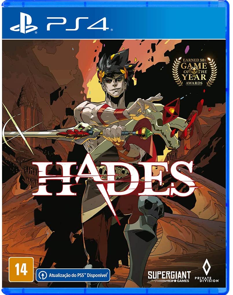 Box art do jogo Hades para PlayStation 4 mídia física