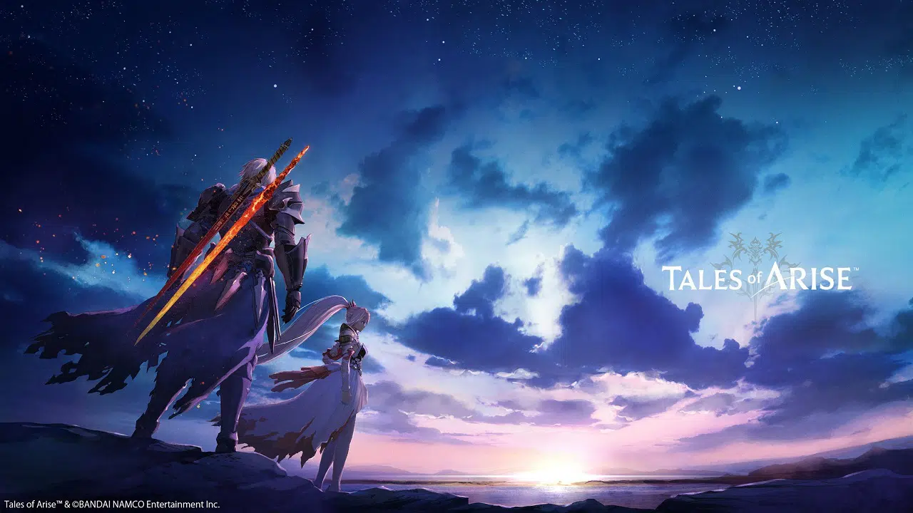 Imagem do jogo Tales of Arise com personagens de costas carregando uma espada