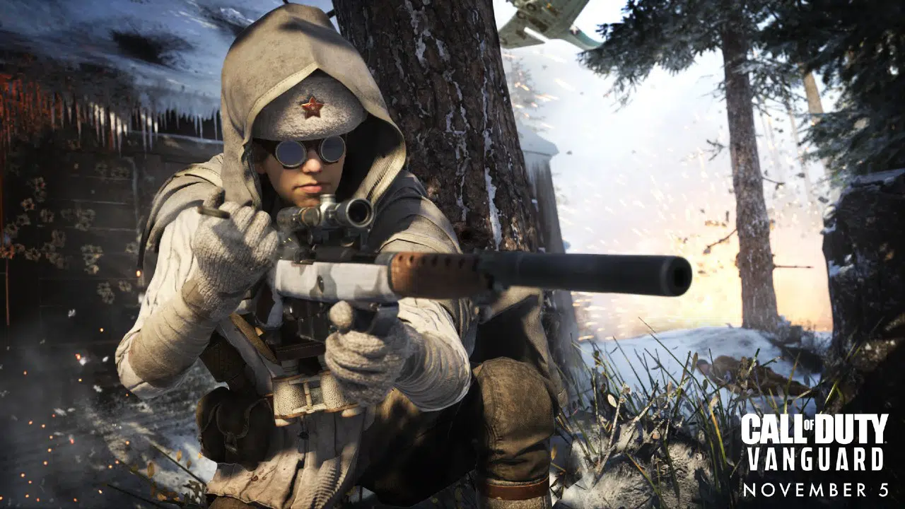 Soldado de Call of Duty Vanguard segurando uma arma.