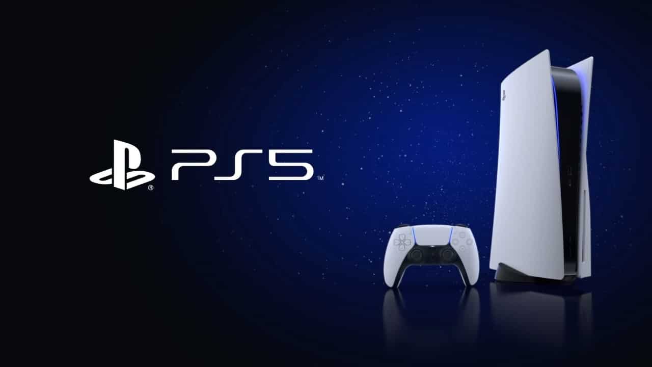 atualização do PS5 - console da Sony com um fundo azul
