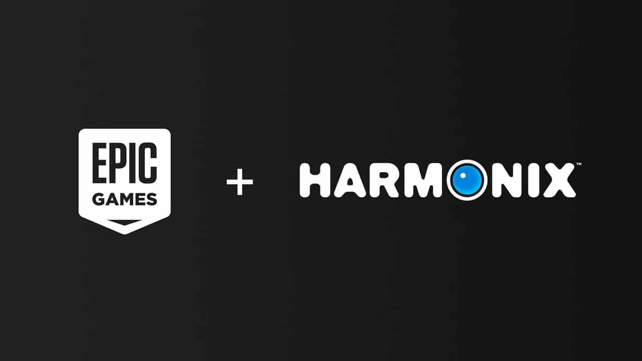 Logos da Epic Games e da Harmonix.