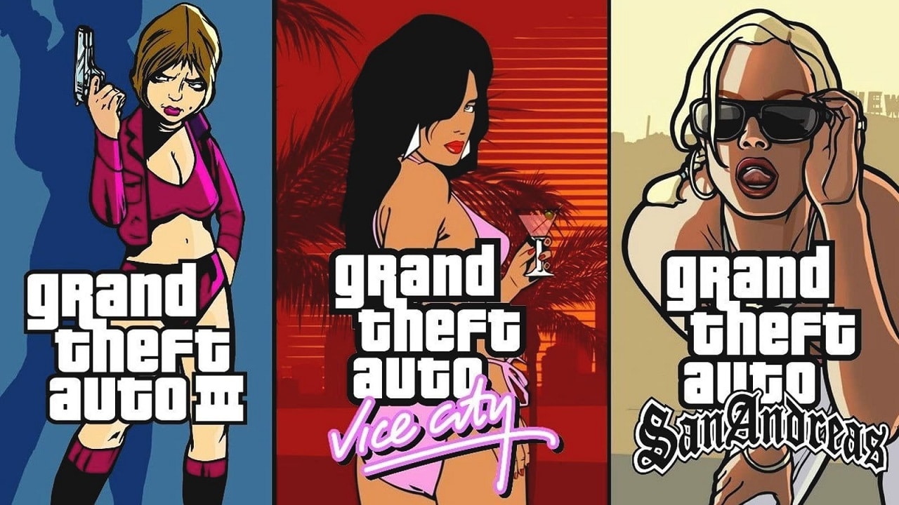 Imagem dos três jogos de GTA The Trilogy - The Definitive Edition