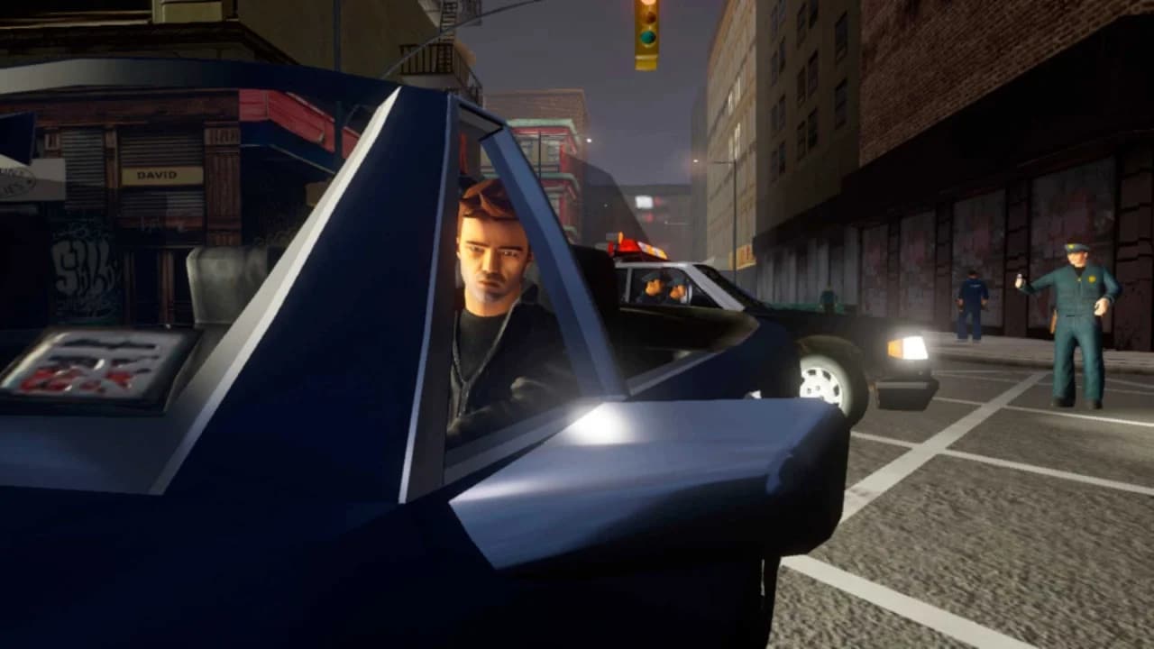 Claude fugindo da polícia em GTA The Trilogy