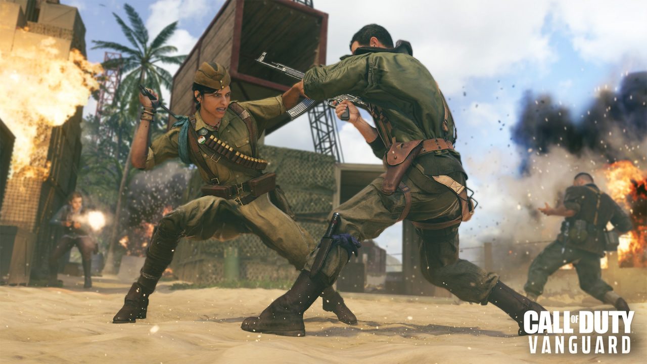 Imagem de dois soldados lutando no mapa Shipment de Call of Duty: Vanguard