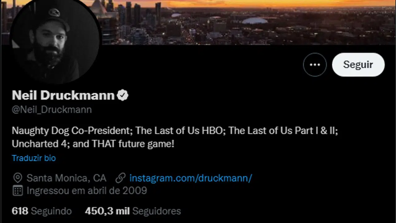The Last of Us - Neil Druckmann - perfil do Twitter do diretor do game e co-presidente da Naughty Dog