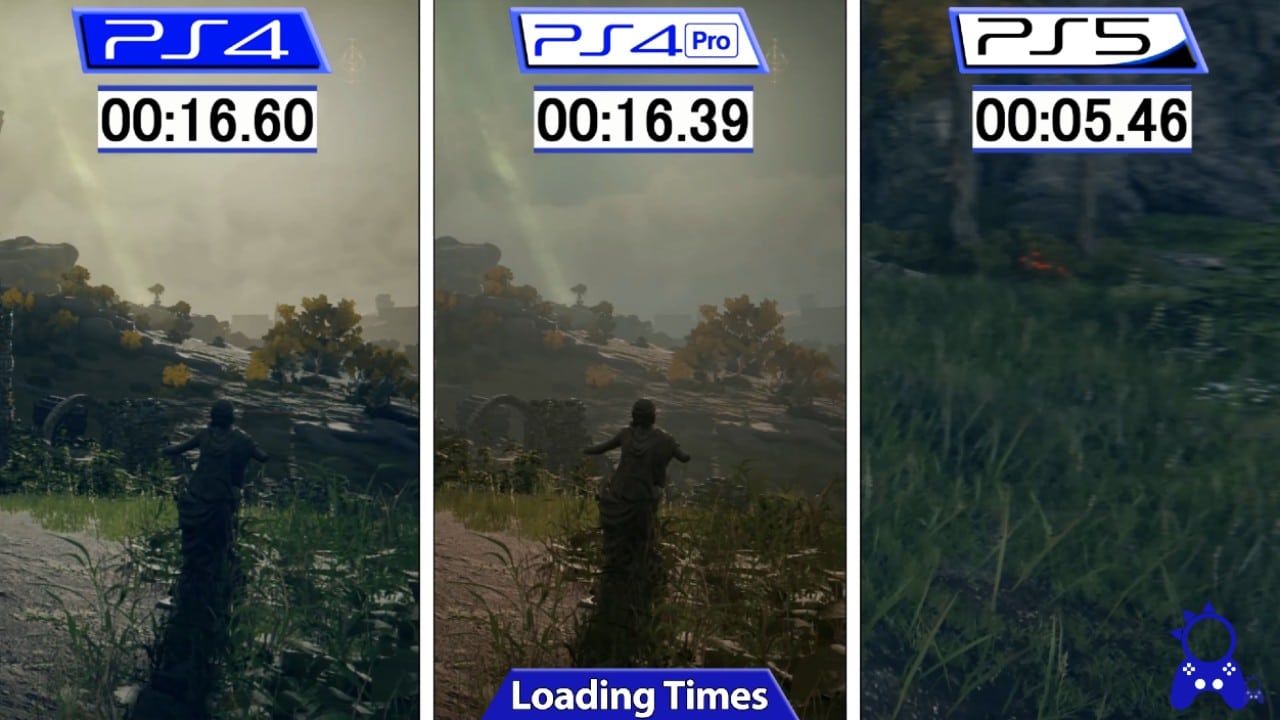 tempo de carregamento em comparações de Elden Ring no PS4 e no PS5